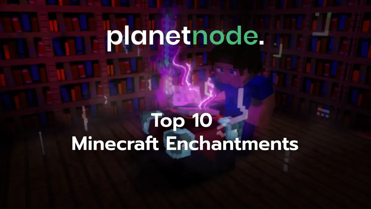 Banner with text: Top 10 Minecraft Enchantments