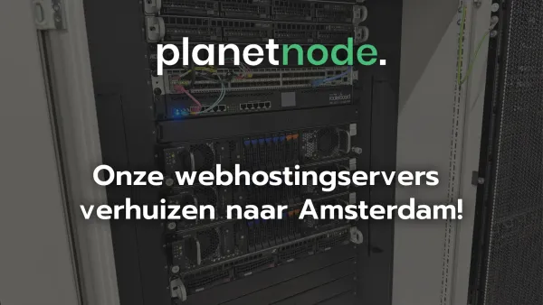 Banner with text: Onze webhostingservers verhuizen naar Amsterdam!